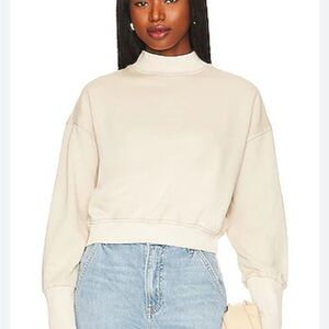 We The Free Beige Mock Neck Sweatshirt